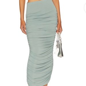 Revolve midi skirt in sage green. Brand: H:ours